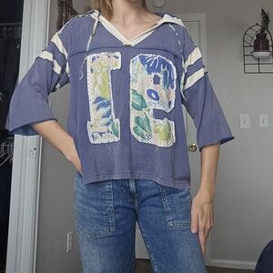 Floral Patchwork Hoodie Top